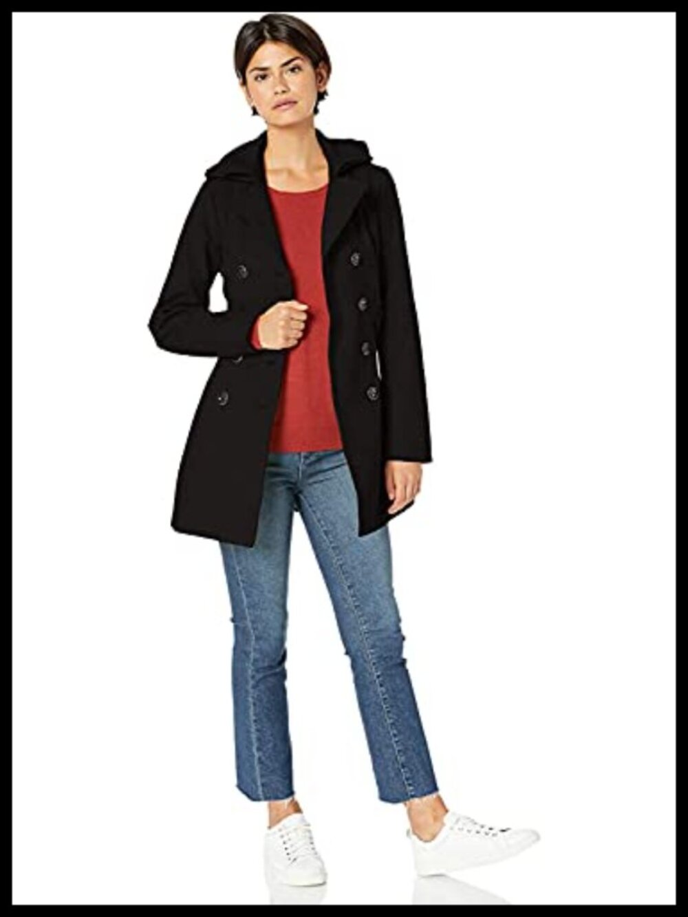 Soft Shell Trench Coat Water Resistant Detachable Hood Belted - Picture 2 of 5